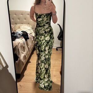 Fashion Nova Green Floral Maxi Dress
